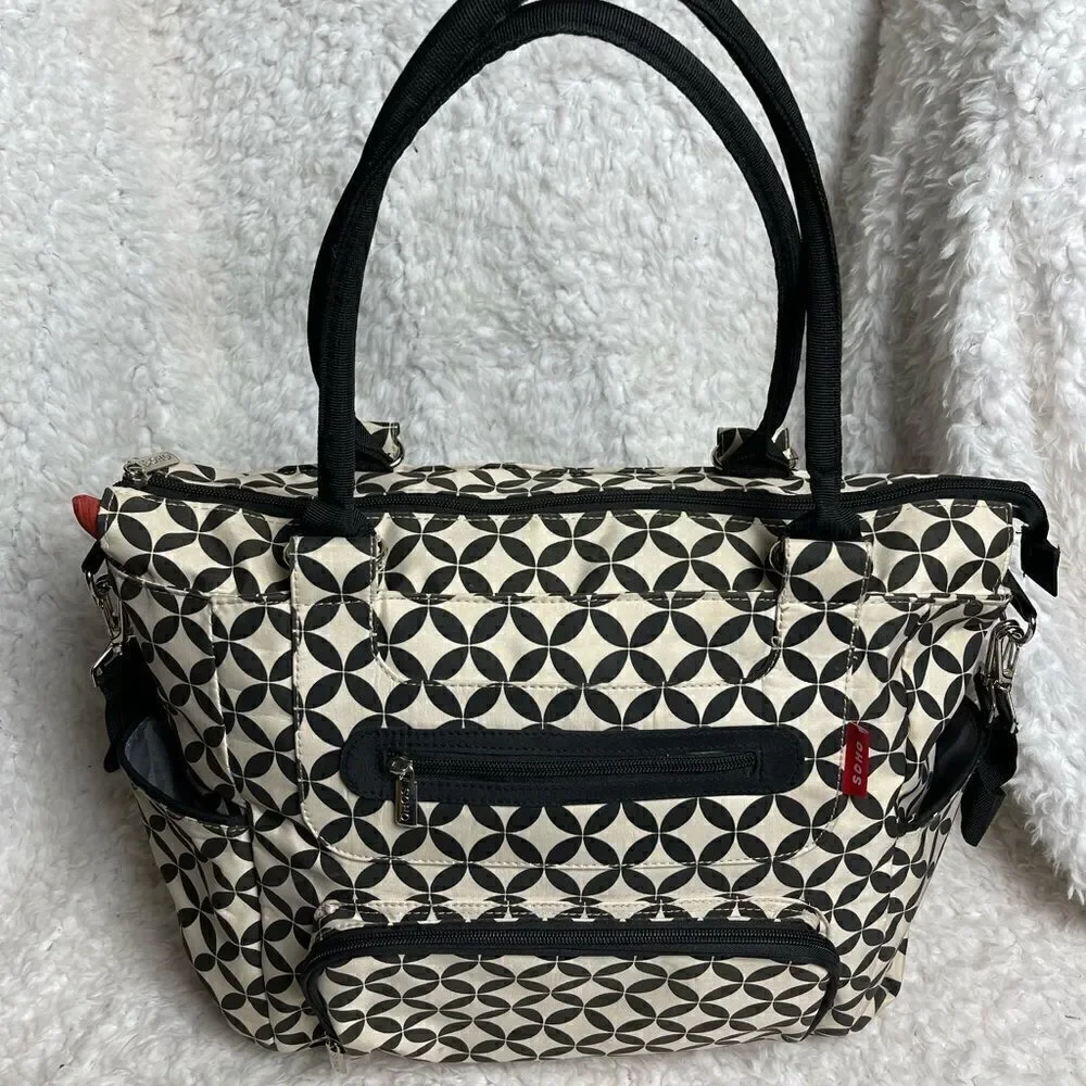 Soho Grand Central diaper bag set beige and black Nylon